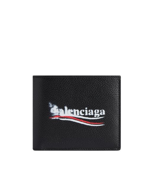 Balenciaga Black Political Stencil Logo Print Bifold Wallet for men