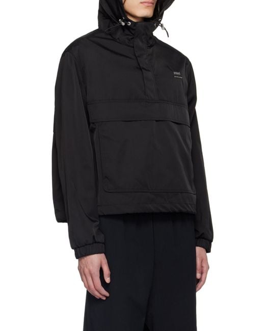 AMI Black Ami Logo Lettering Hooded Jacket for men