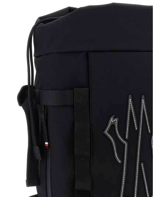 Moncler Brown Grenoble Logo Embroidered Backpack for men