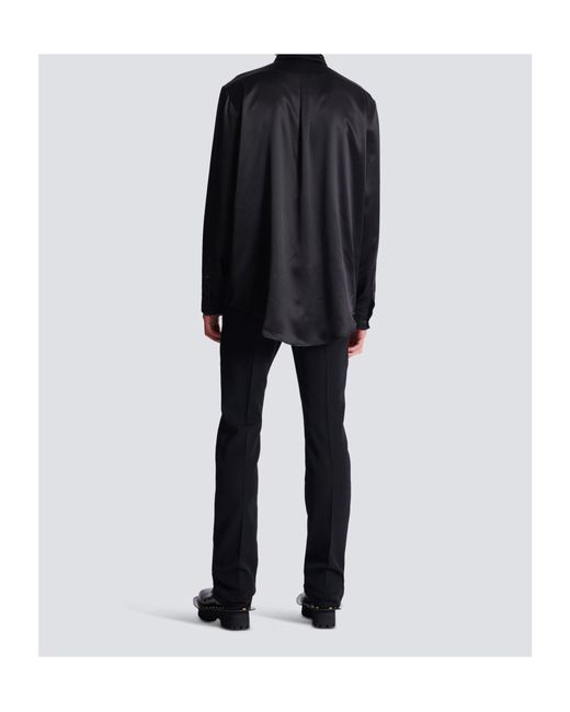 Balmain Black Embellished Long-Sleeve Shirt for men