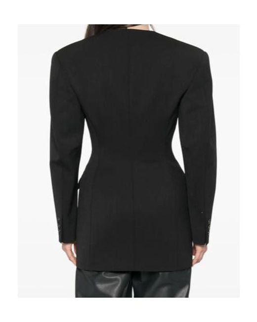 ANDAMANE Black Double-Breasted Collarless Jacket