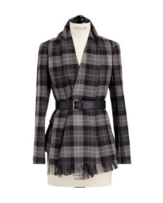 Dior Black Christian Checkered Belted Removable Scarf Jacket