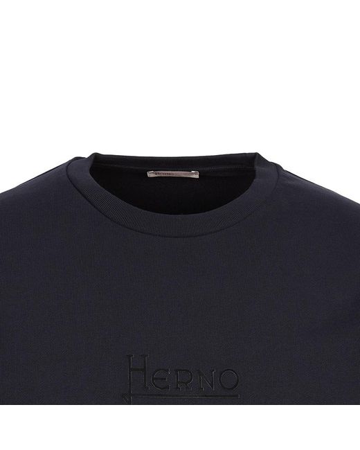 Herno Blue Logo-Embroidered Cotton Sweatshirt for men