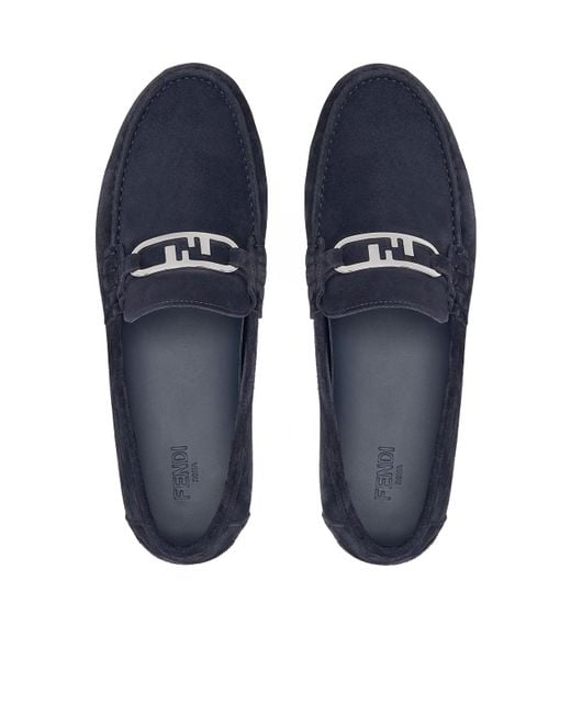Fendi Blue O'Lock Slip-On Loafers for men
