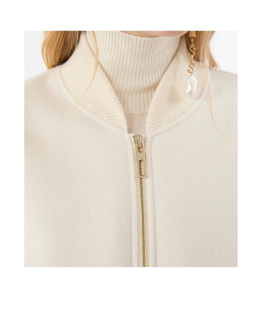 Sportmax White Ondata Zip-Up Bomber Jacket