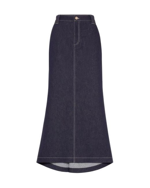 Brunello Cucinelli Blue Monili-Trim Denim Skirt