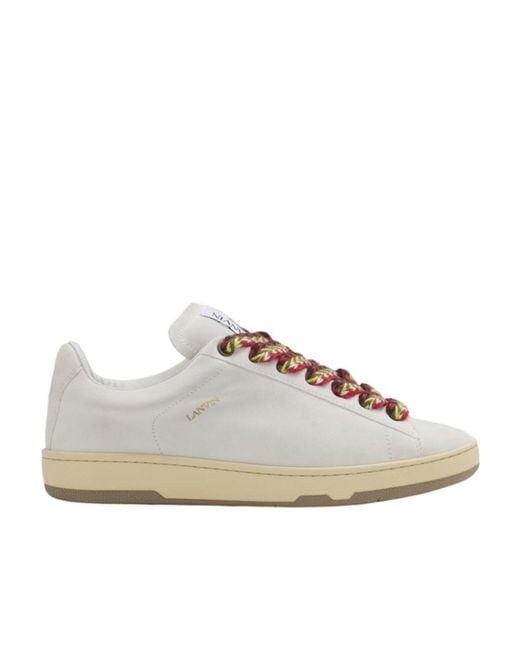 Lanvin White Suede Curb Lite Sneakers For for men