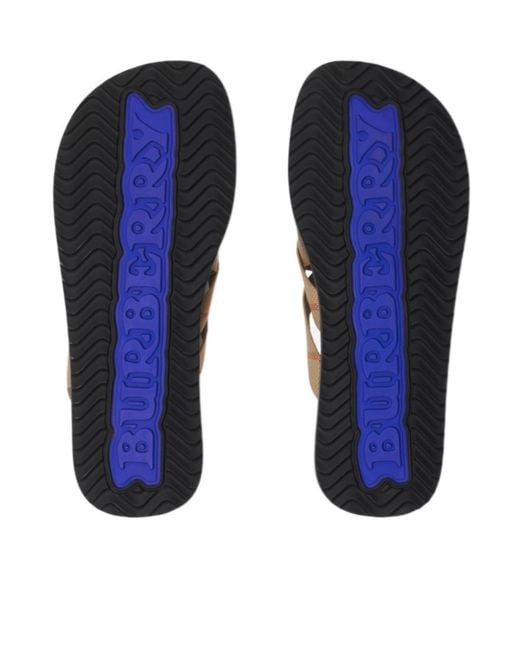 Burberry Brown Check Printed Slip-On Slides for men