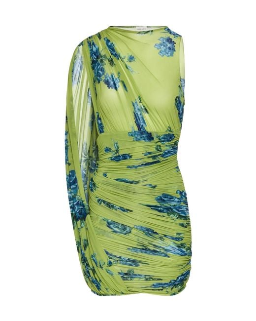 Magda Butrym Green Gathered Cupro Jersey Mini Dress