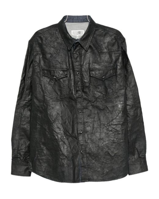 MM6 by Maison Margiela Black Long Sleeved Shirt for men