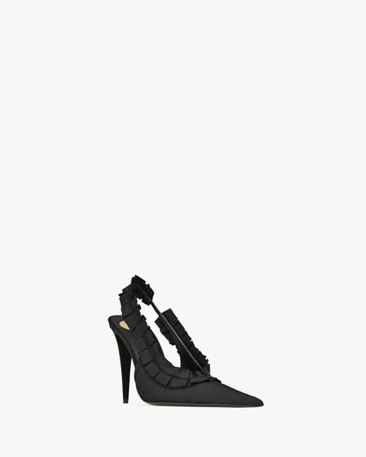 Saint Laurent Black Micher 110 Ruffled Heeled Pumps