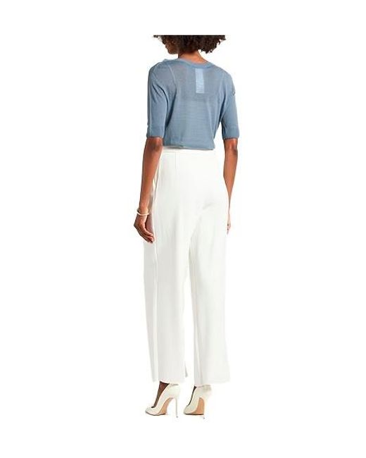 Max Mara Blue Minimalist Wool Knit Short Sleeve Top