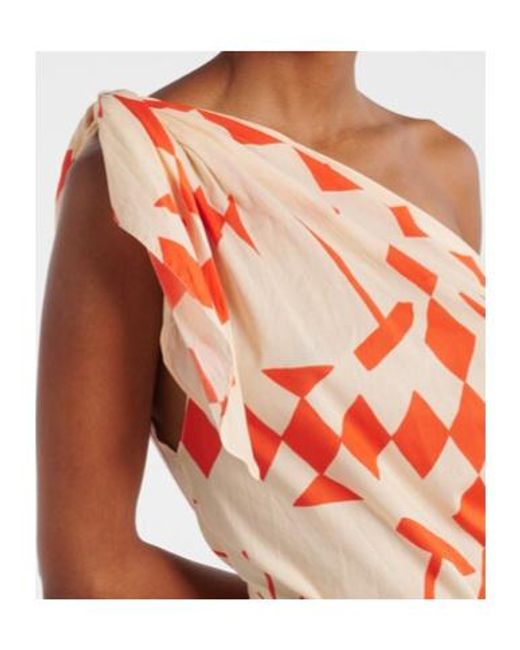 Johanna Ortiz White Printed Cotton Poplin Midi Dress
