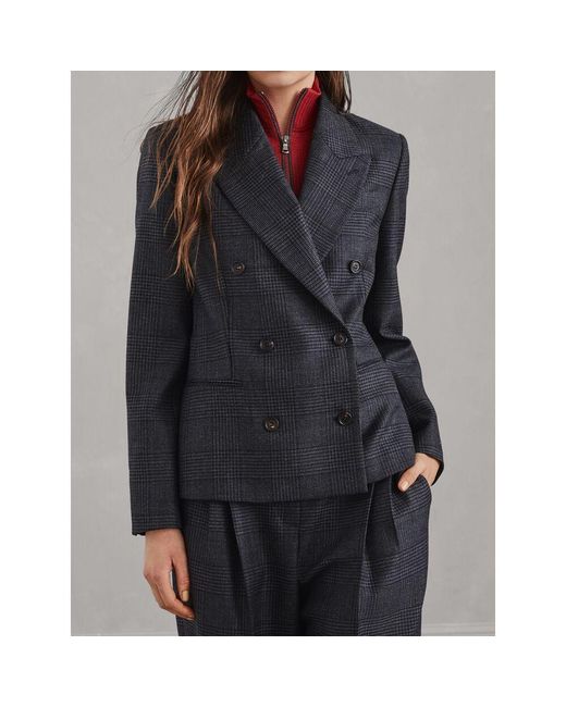 Brunello Cucinelli Blue Check-Pattern Blazer