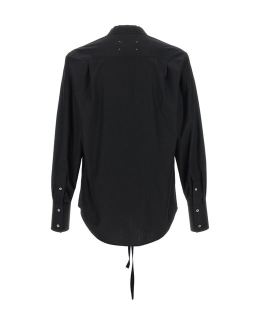 Maison Margiela Black V-Neck Poplin Shirt for men