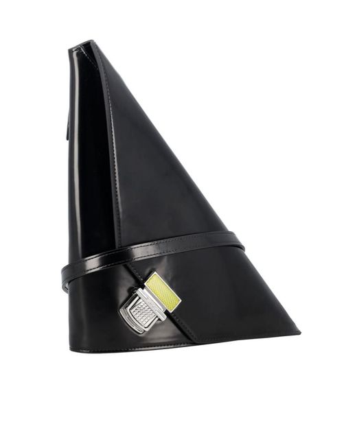 MSGM Black Triangle-Shape Clutch Bag