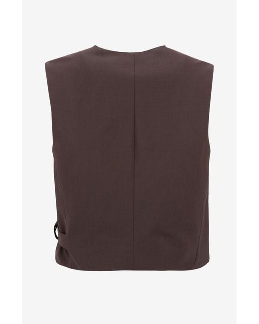 Brunello Cucinelli Brown V-Neck Cropped Vest