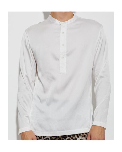 Tom Ford White Silk-Blend Pajama Shirt for men