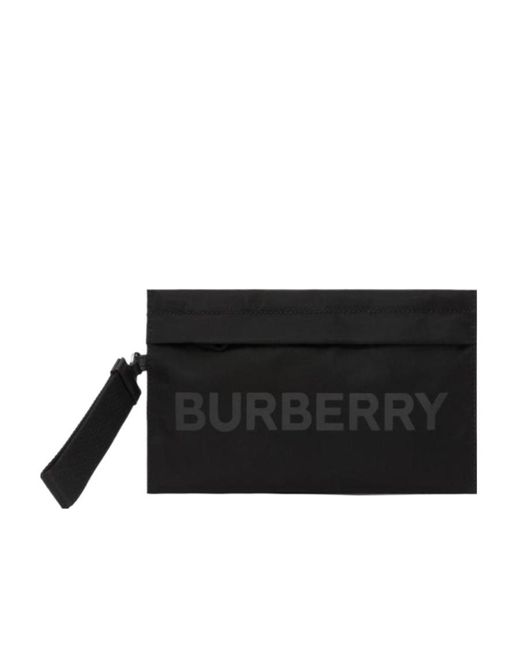 Burberry Black Logo Print Clutch