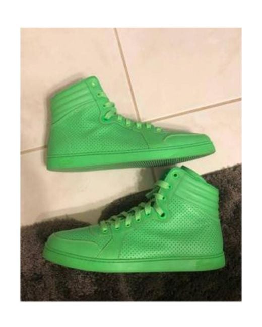 Gucci Green Logo Details High-Top Casual Sneakers for men