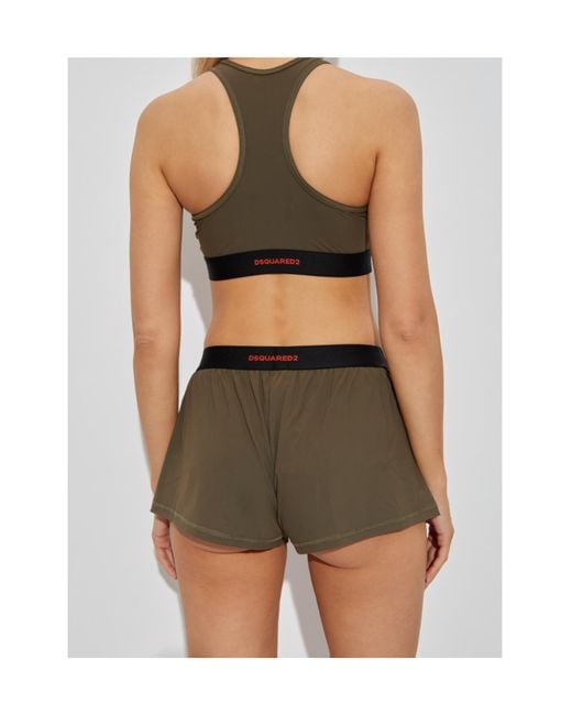 DSquared² Green Icon Printed Waistband Shorts