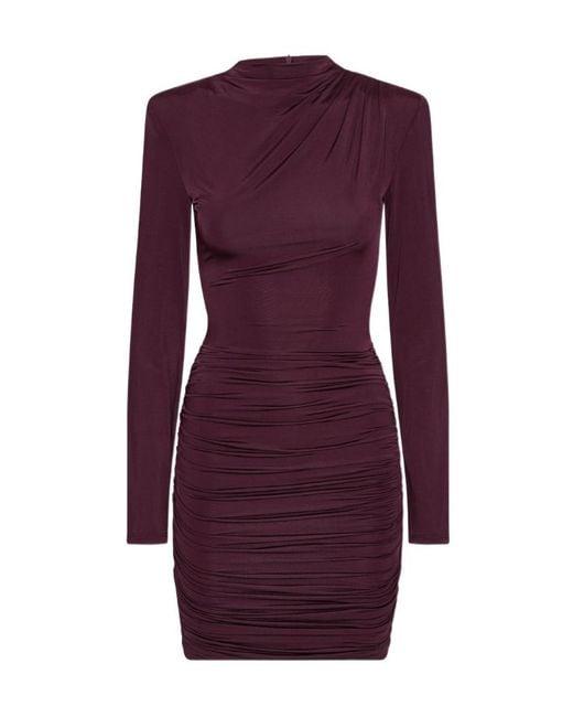 ROTATE BIRGER CHRISTENSEN Purple Draped Ruched Mini Dress