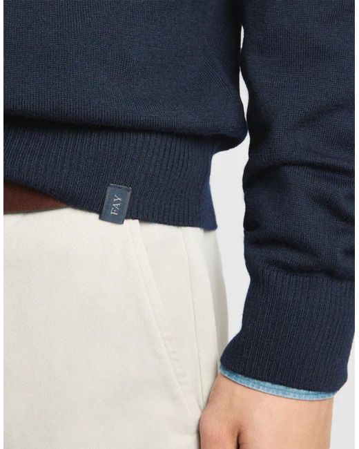 Fay Blue Round-Neck Jumper for men