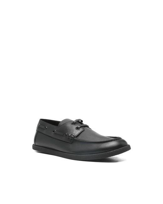 The Row Black Lace-Up Boat Shoes