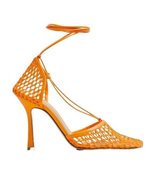 Bottega Veneta Metallic Squared-Toe Lace-Up Sandals