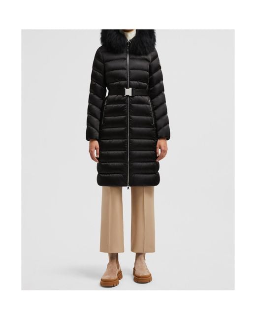 Moncler Black Leersie Long Down Jacket