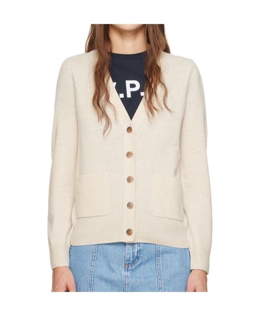 A.P.C. White Louisa Logo-Embroidered Cardigan