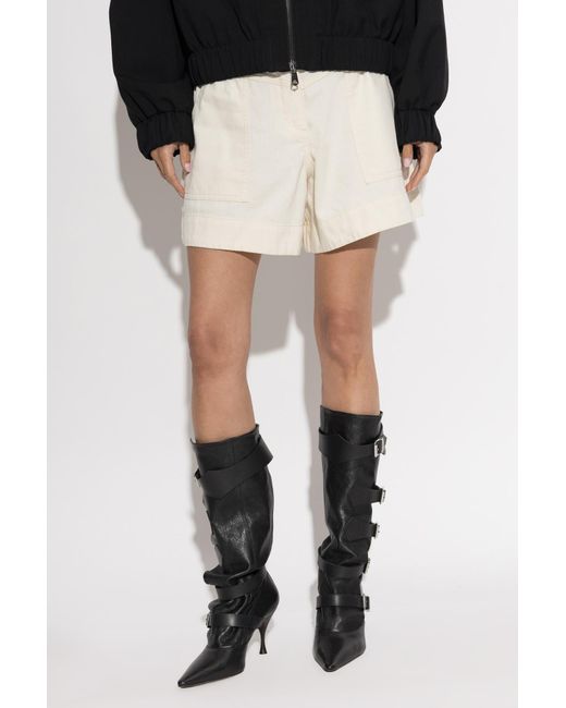 Self-Portrait White Belt-Loop Shorts
