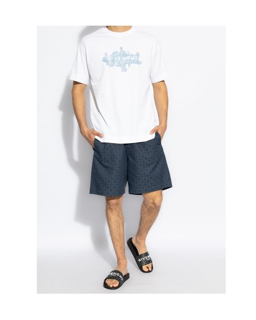 Givenchy Blue Monogrammed Elastic-Waist Shorts for men