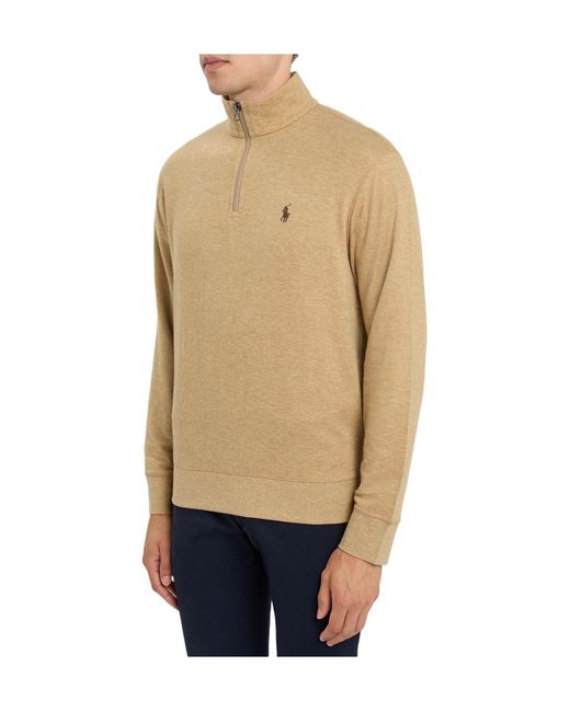 Polo Ralph Lauren Natural Half-Zip Logo-Embroidered Jersey Sweatshirt for men