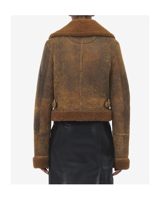 McQueen Brown Off-Center Zip Aviator Jacket