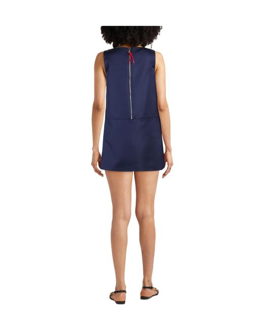 MAX&Co. Blue Solid Color Sleeveless Satin Dress