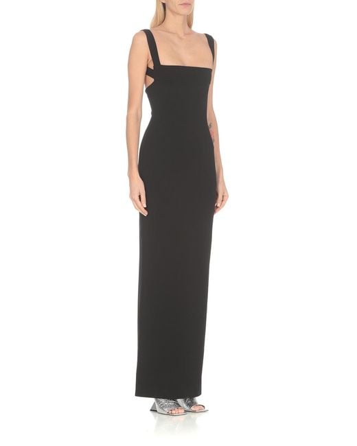 Solace London Black Joni Square-Neck Crepe Maxi Dress