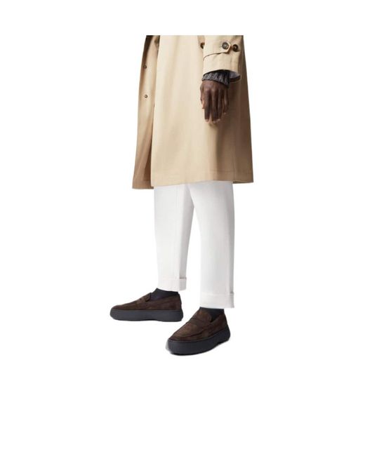 Tod's Brown Logo-Stamped Suede Penny Loafers for men