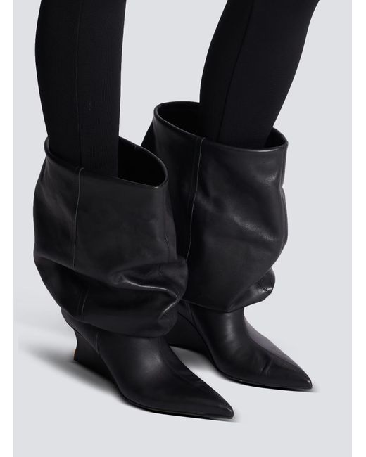 Balmain Black Wedge Ankle Boots