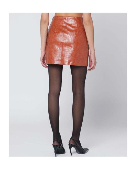 ANDAMANE Red Faux Leather Mini Skirt
