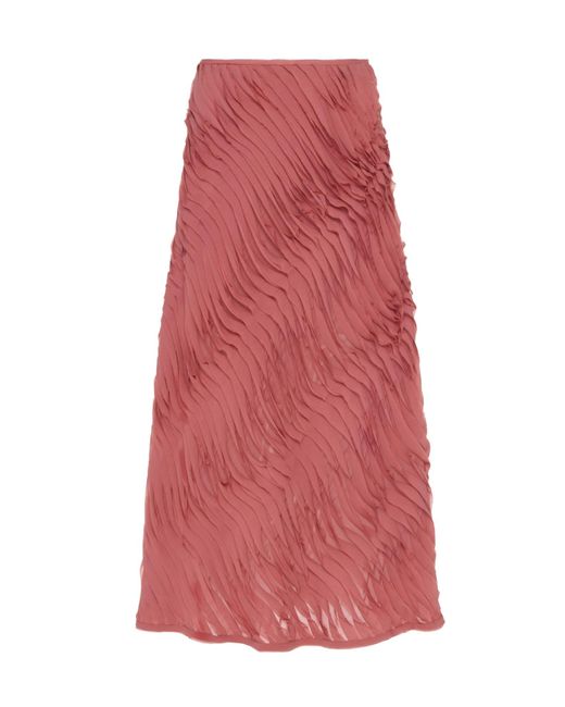 Ulla Johnson Red Patchwork Midi Skirt