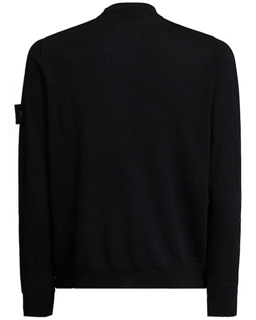 Stone Island Black Light Wool Crewneck Sweater for men