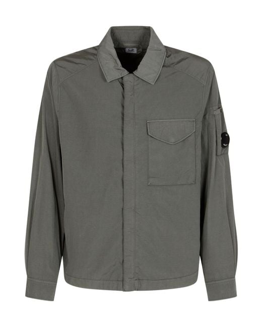 C P Company Gray Sleeve Lens Overshirt for men
