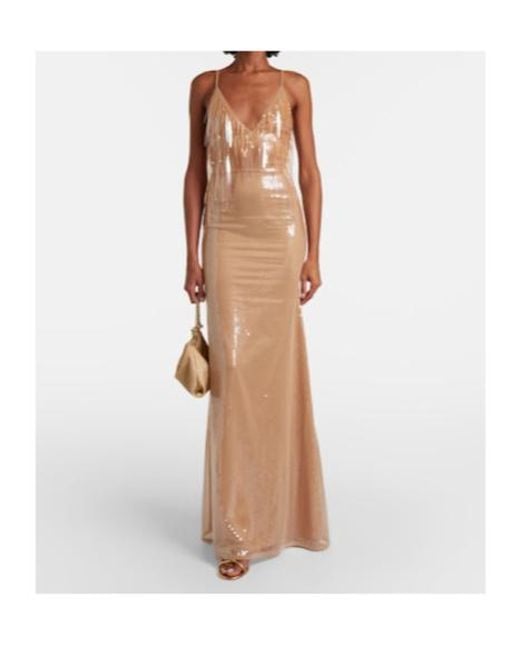 David Koma Natural Degrade Sequined Gown