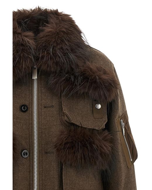 Sacai Brown Melton Blouson