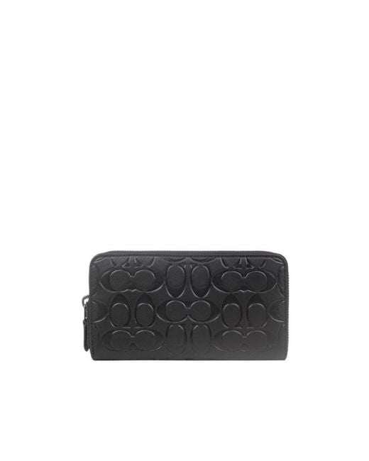 COACH Black Embossed Zipper Purse for men