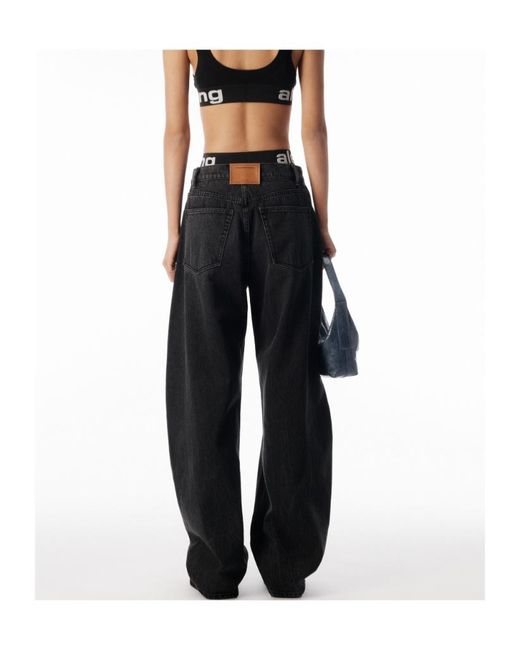 Alexander Wang Black Logo Waistband Blow-Up Jeans