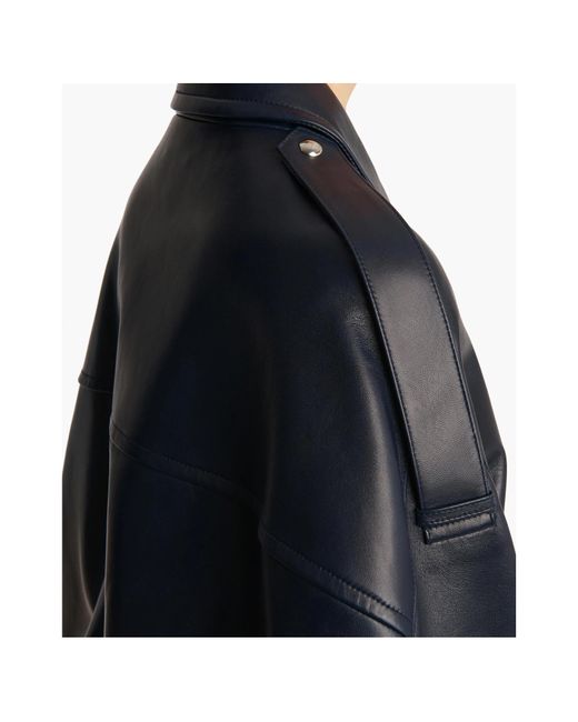 Khaite Blue Owey Leather Bomber Jacket
