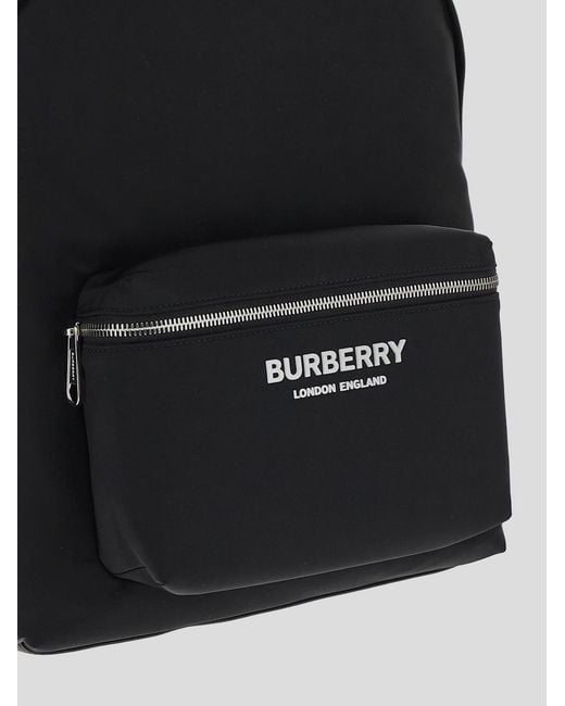 Burberry Black Logo Printed Zip-Up Backpack for men