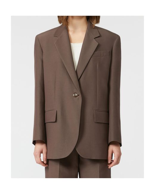 Weekend by Maxmara Brown Oversized Cotton-Blend Blazer